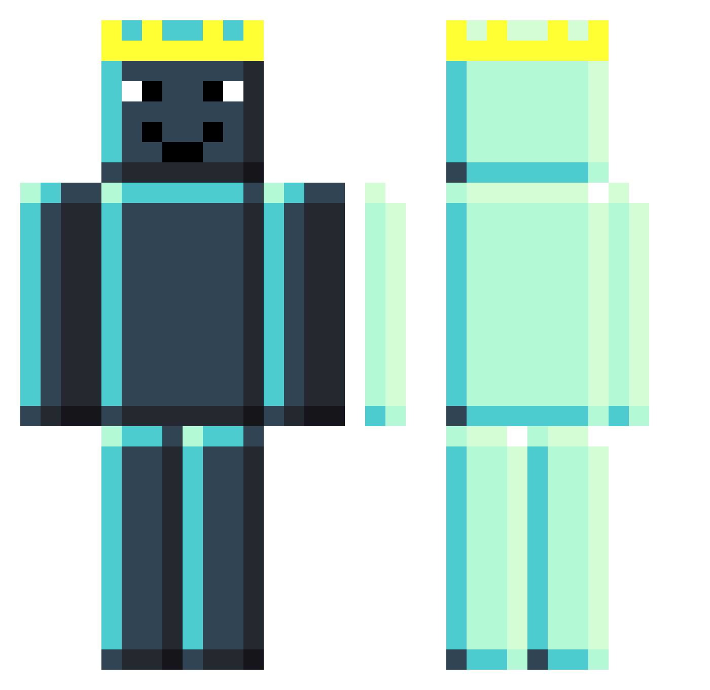 Zx2 Minecraft skin, front and back view