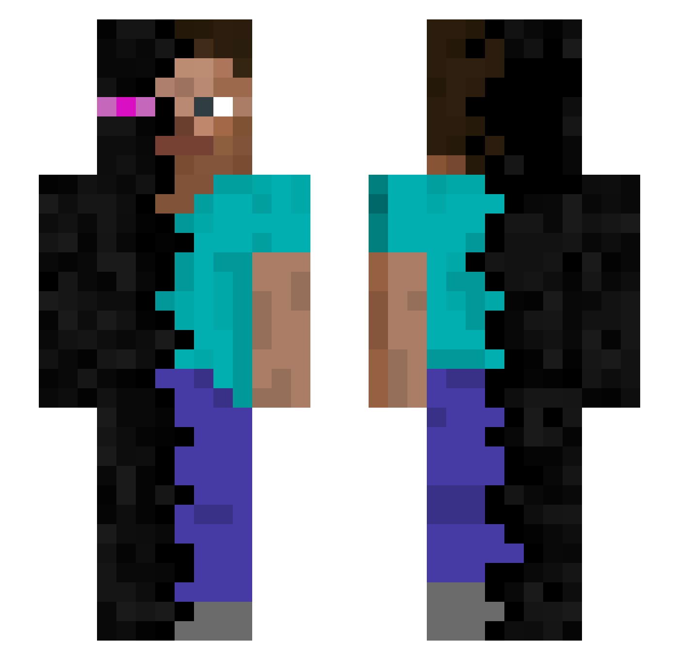 MiamiYacine Minecraft skin, front and back view