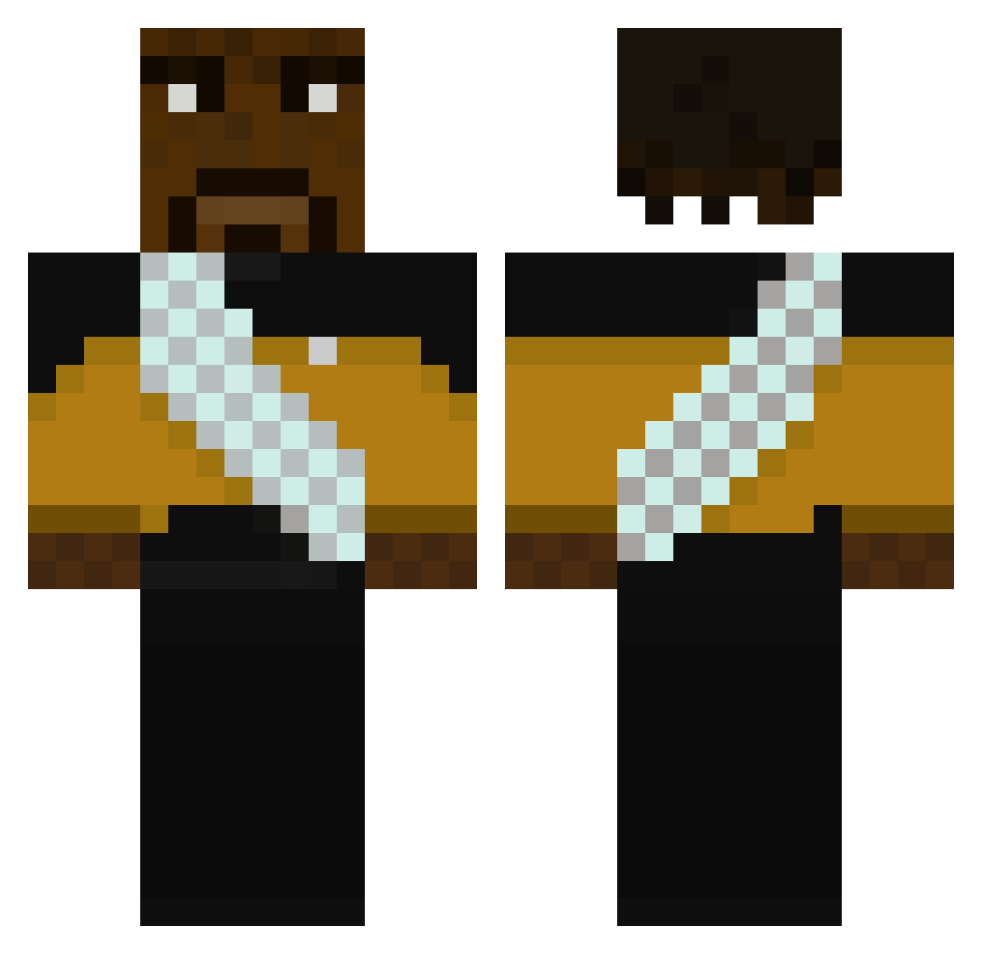 Gumtrees Minecraft skin, front and back view