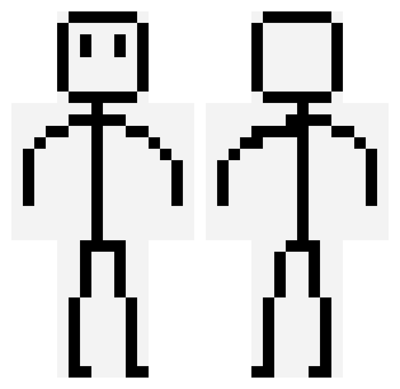 Finkel Minecraft skin, front and back view