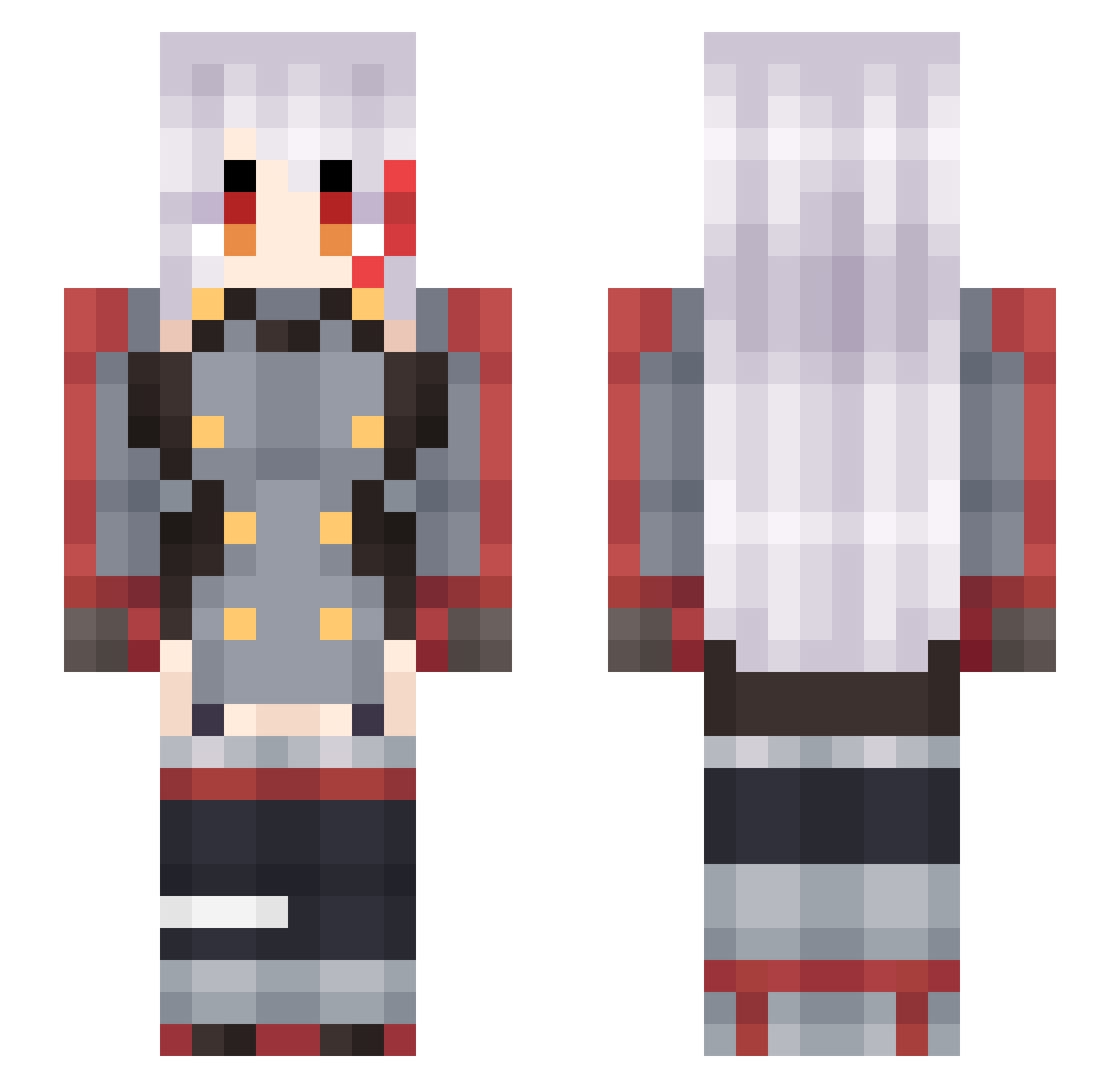 MirusuTC Minecraft skin, front and back view