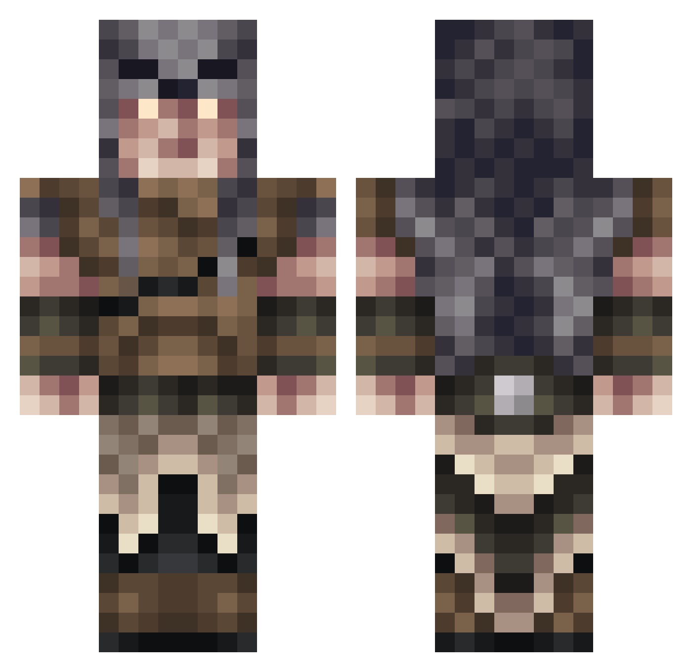 Counteractive Minecraft skin, front and back view