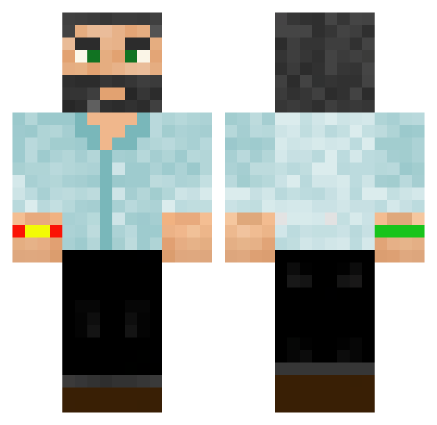 Pakogang Minecraft skin, front and back view