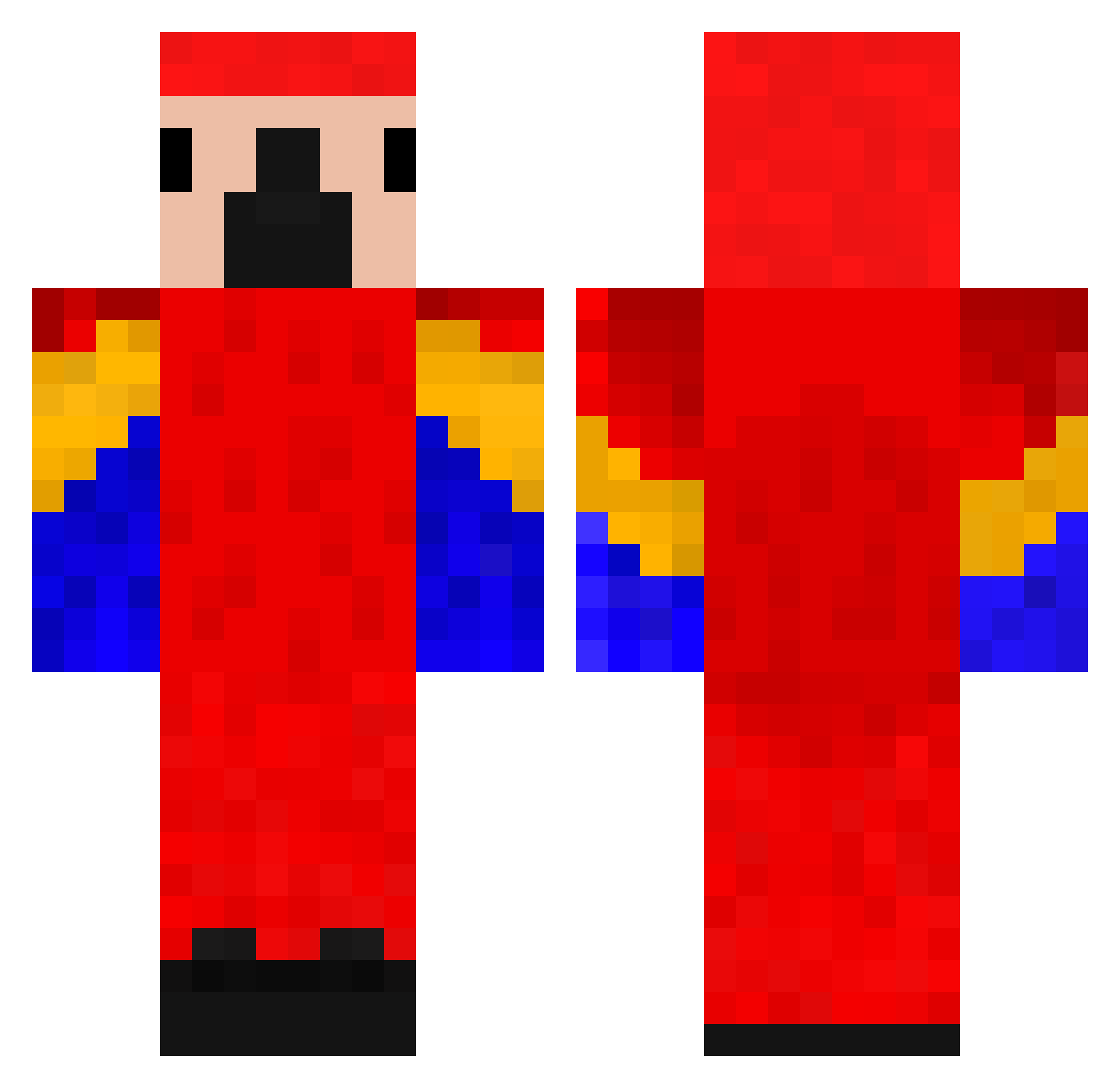 BlackBigBen8 Minecraft skin, front and back view