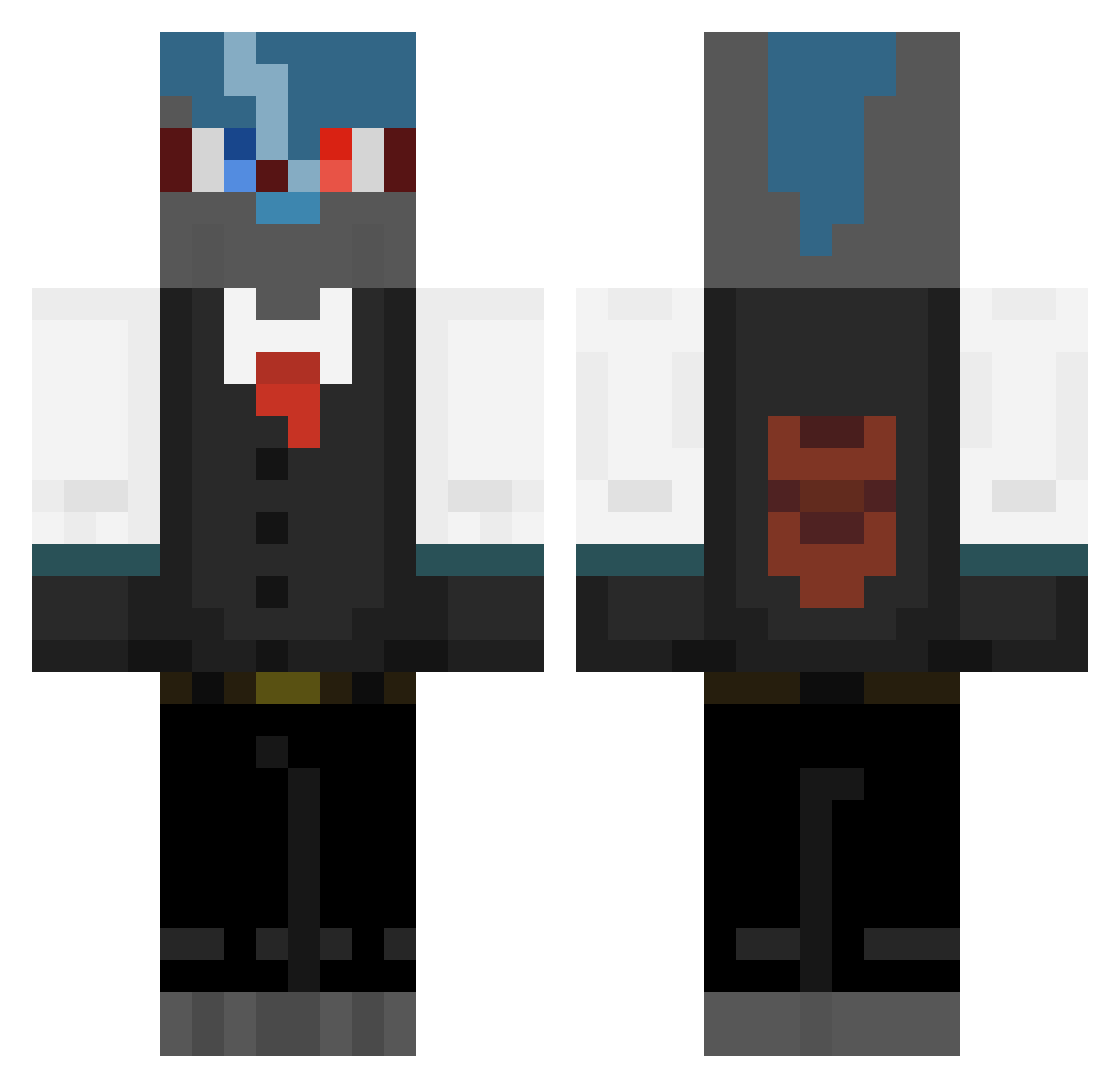 PrezzureOG Minecraft skin, front and back view