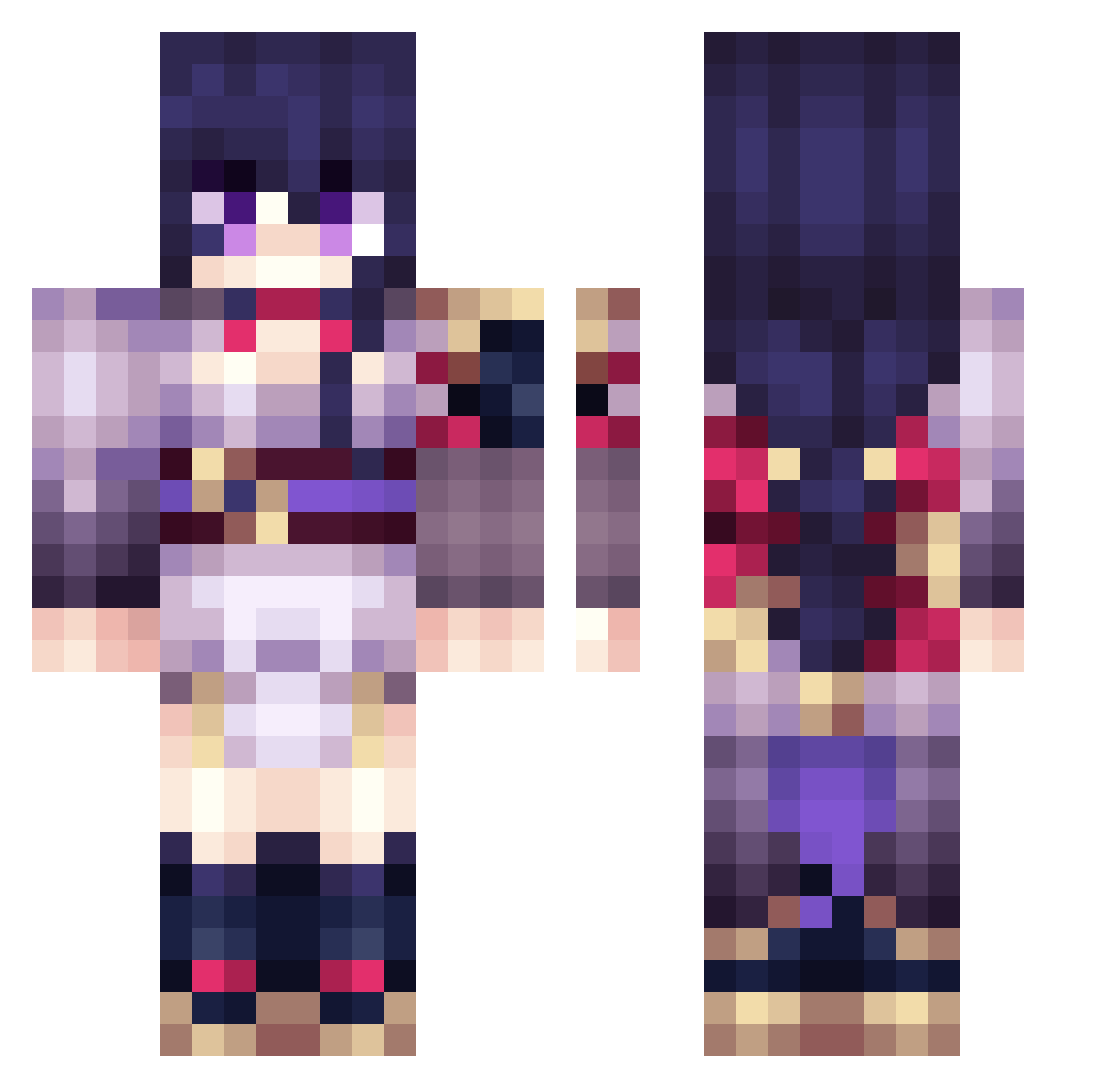 Yawndere_uwu Minecraft skin, front and back view