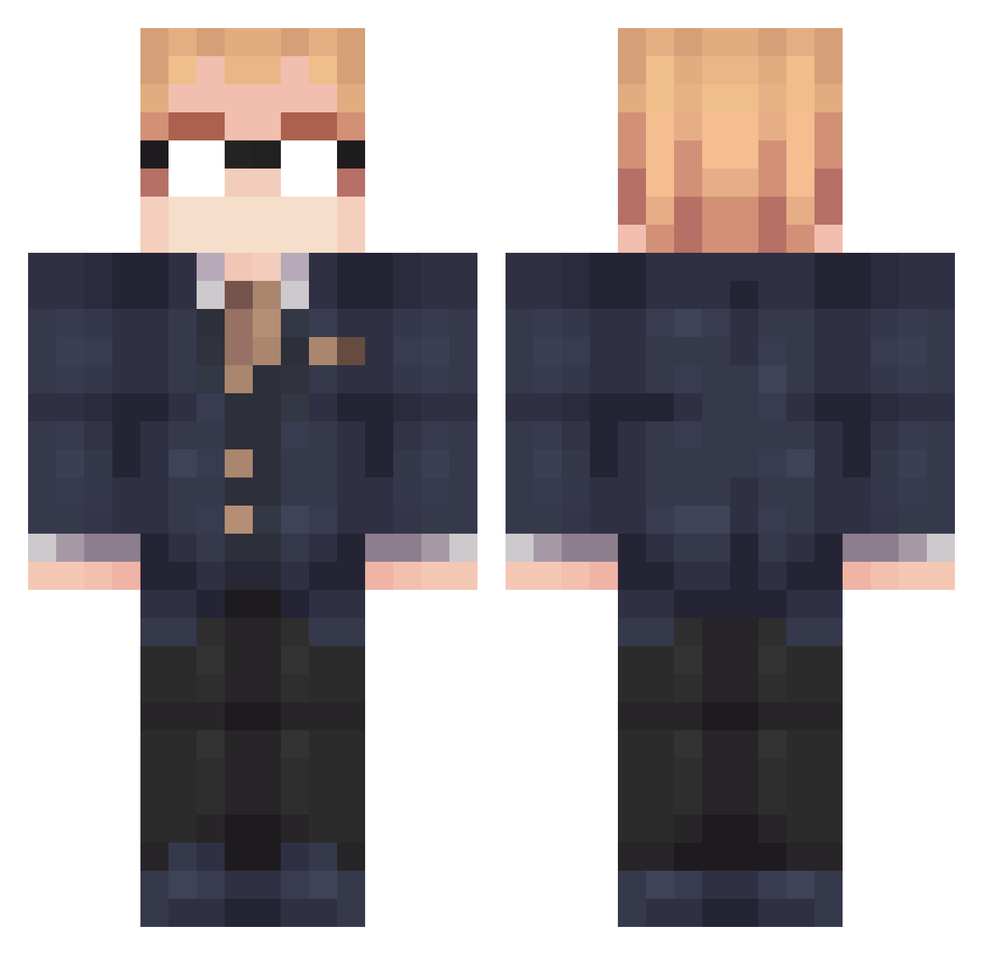 JustPetrov Minecraft skin, front and back view