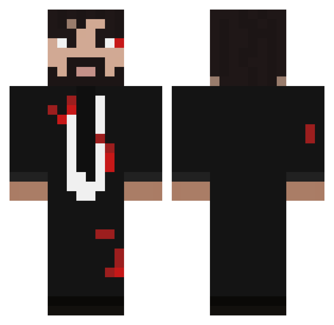JackWick600 Minecraft skin, front and back view