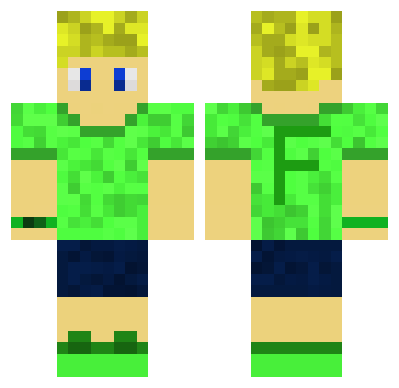 Shaaaaakaa Minecraft skin, front and back view
