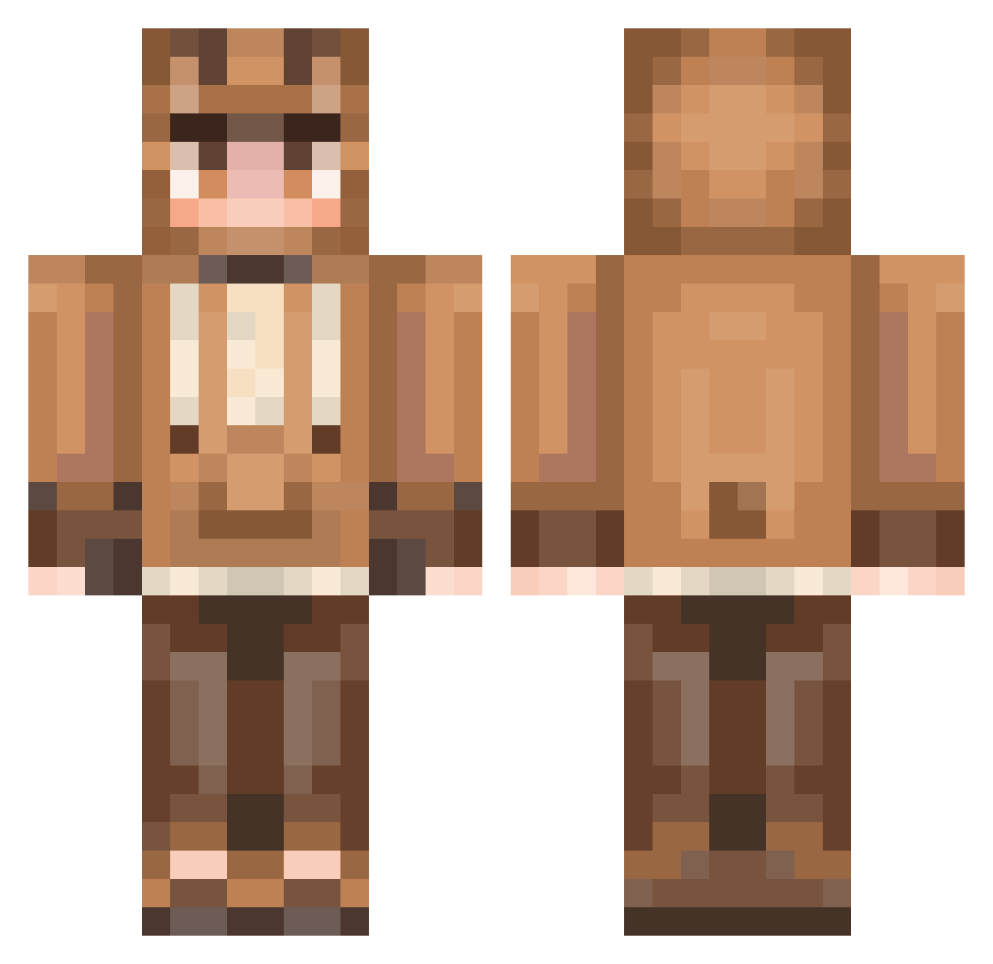 CapybaraG0D Minecraft skin, front and back view