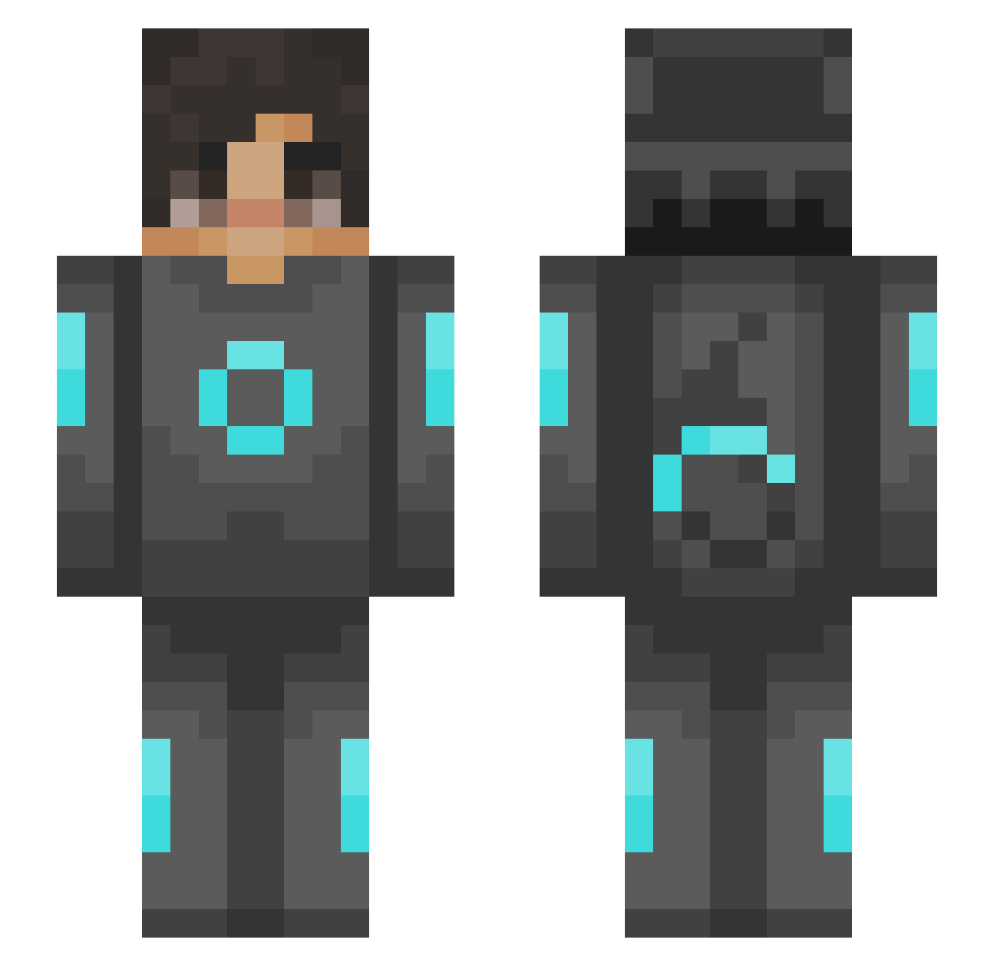 PikaCloudy Minecraft skin, front and back view