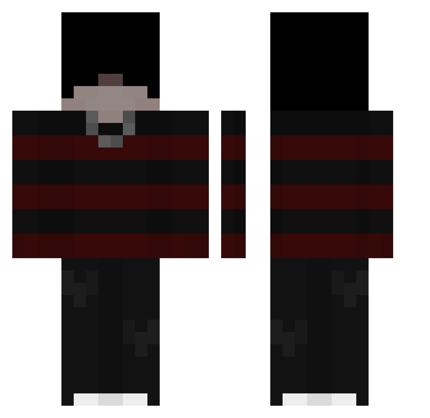 ItsZaik Minecraft skin, front and back view