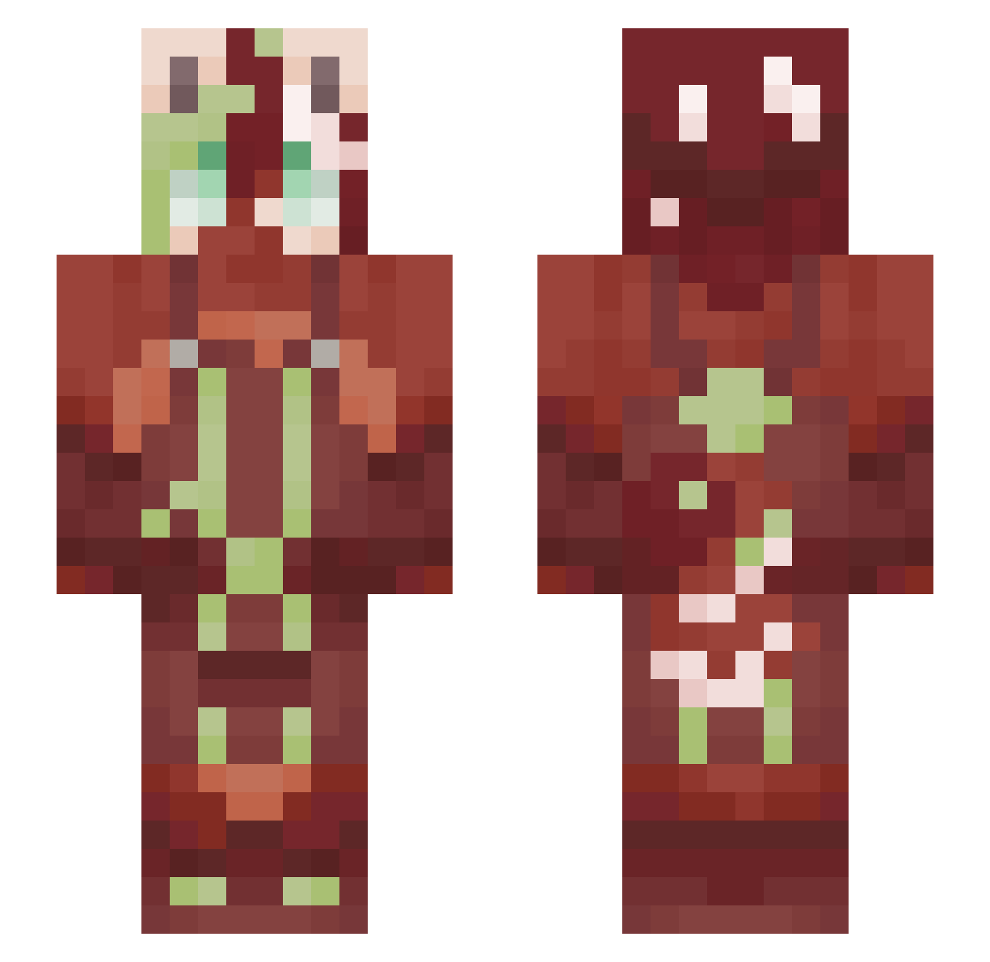 CrzyCrttrs13 Minecraft skin, front and back view