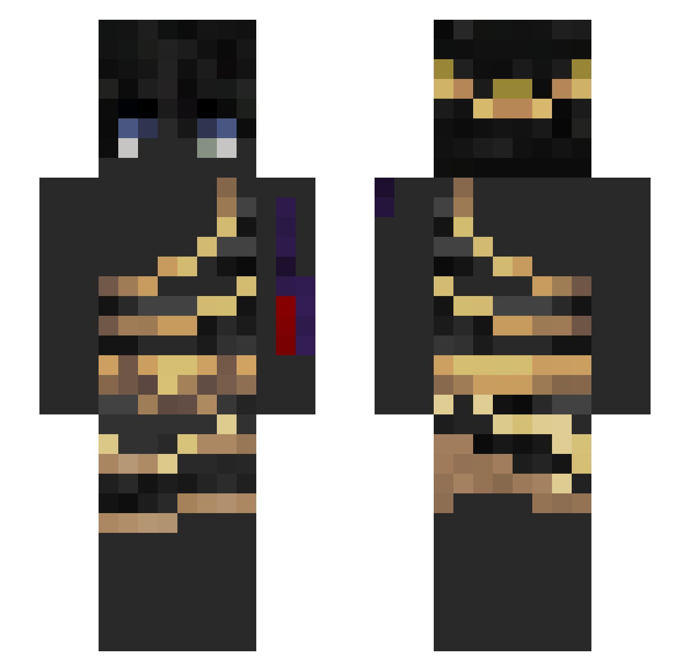 nillic Minecraft skin, front and back view