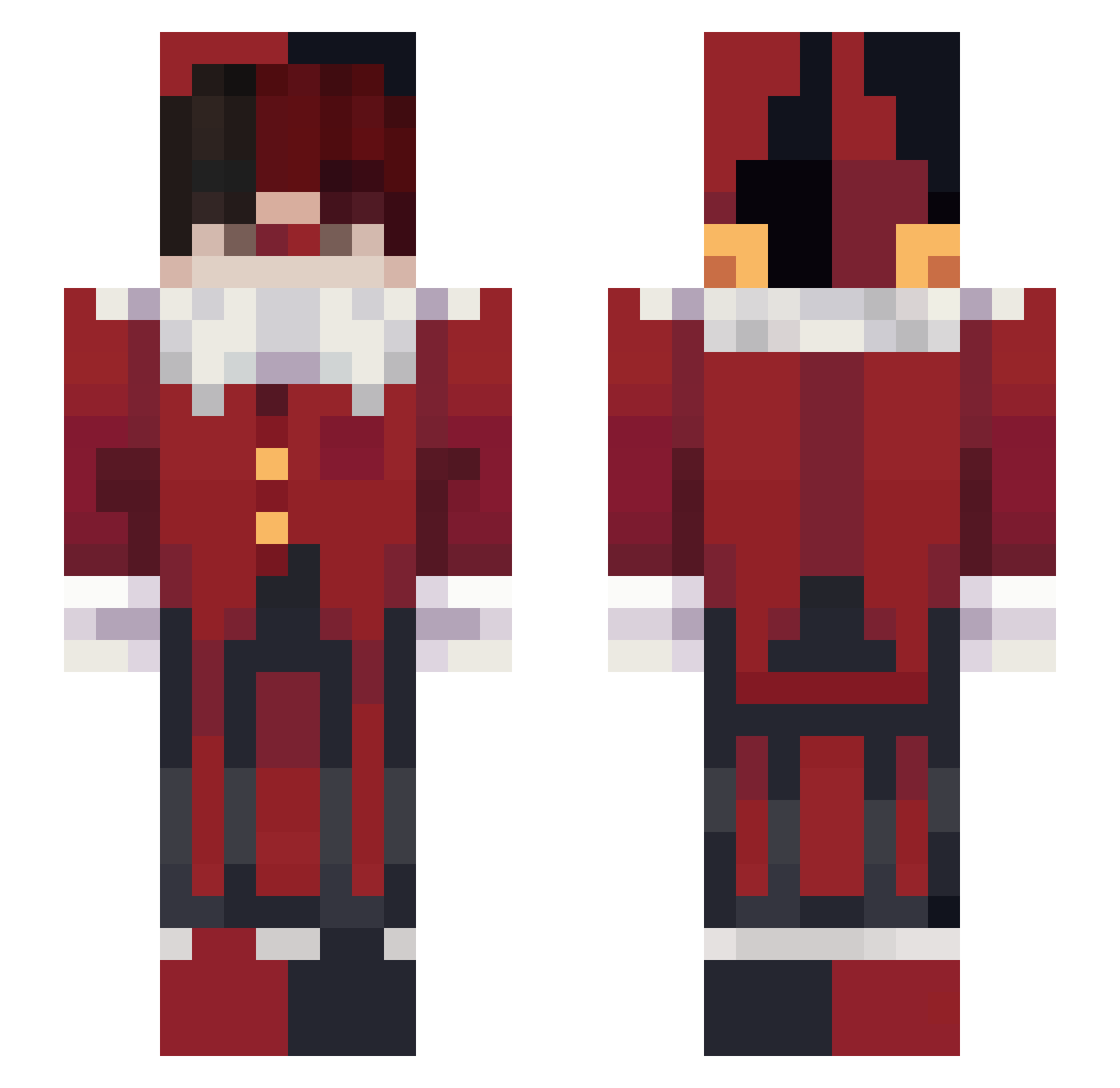 Kyusukex0 Minecraft skin, front and back view