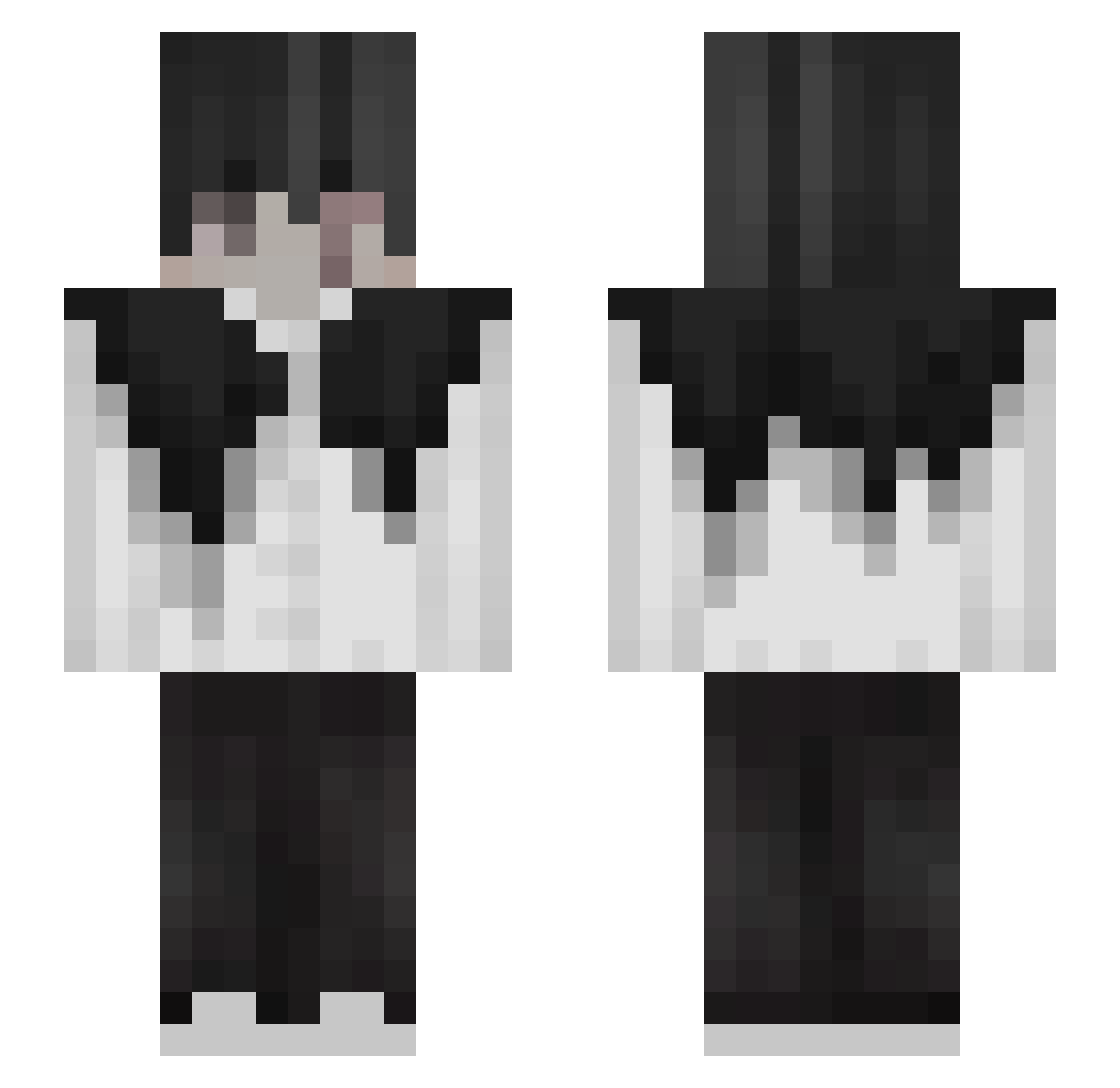snowcrows Minecraft skin, front and back view