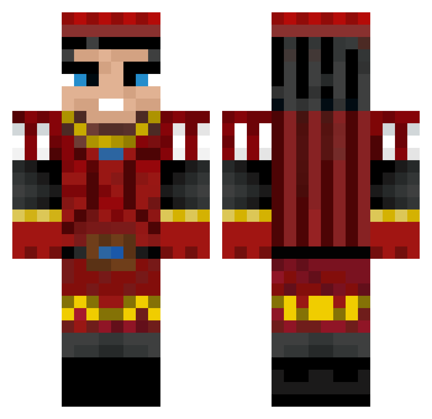 BurzyBrzuch Minecraft skin, front and back view