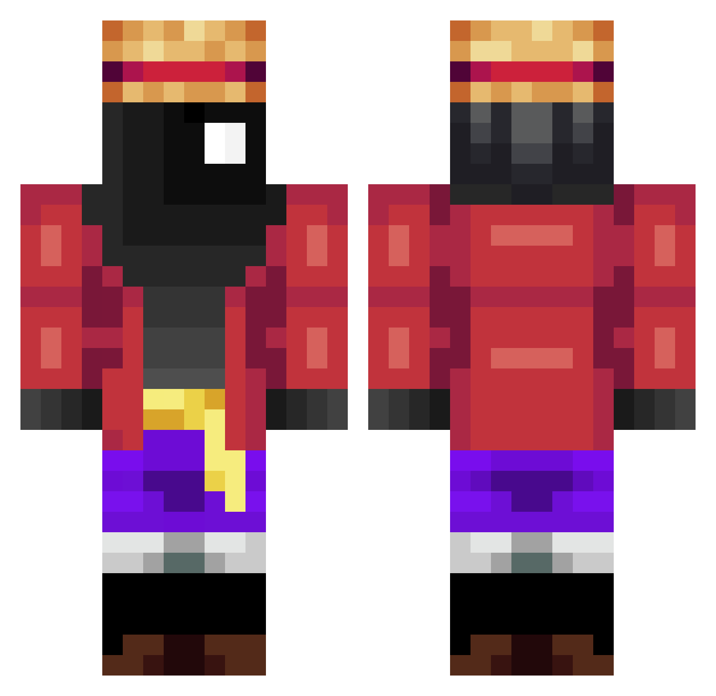 rethrow Minecraft skin, front and back view