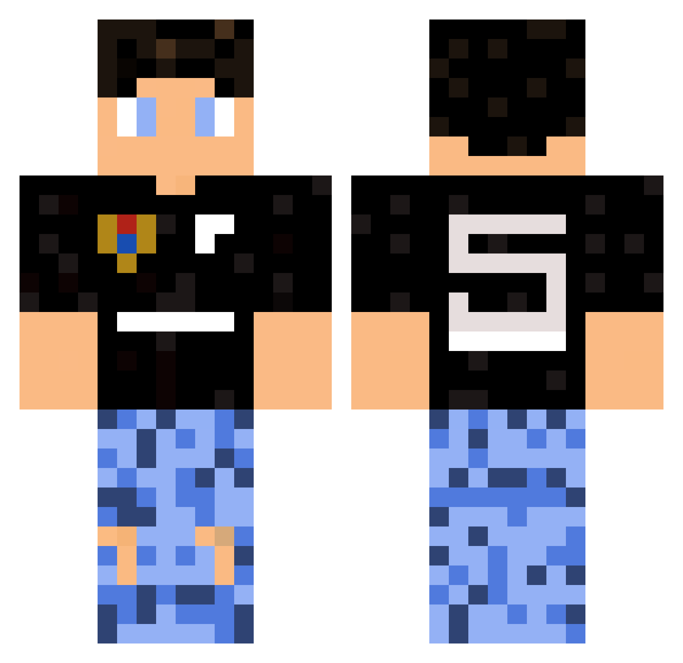 Leozamoni Minecraft skin, front and back view