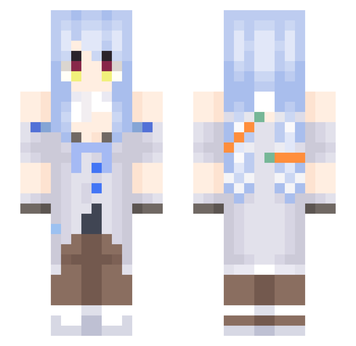 mofuwu Minecraft skin, front and back view