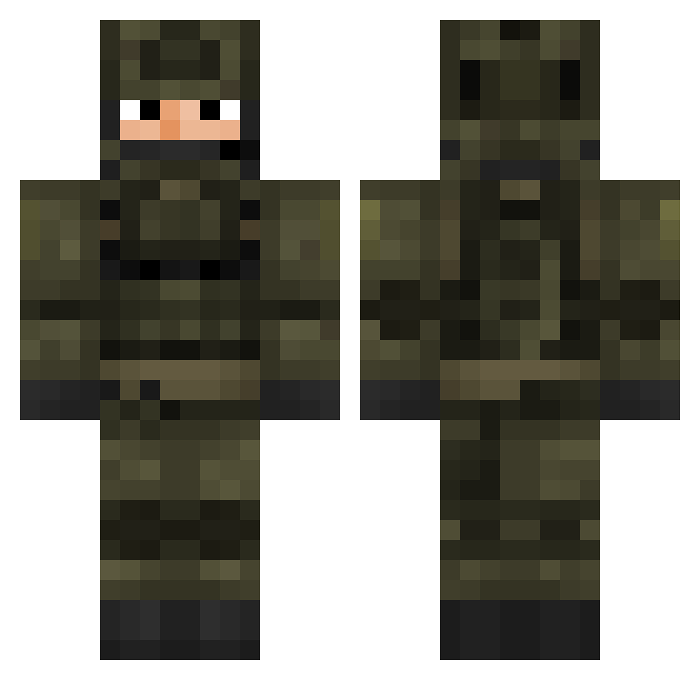 ITDB Minecraft skin, front and back view