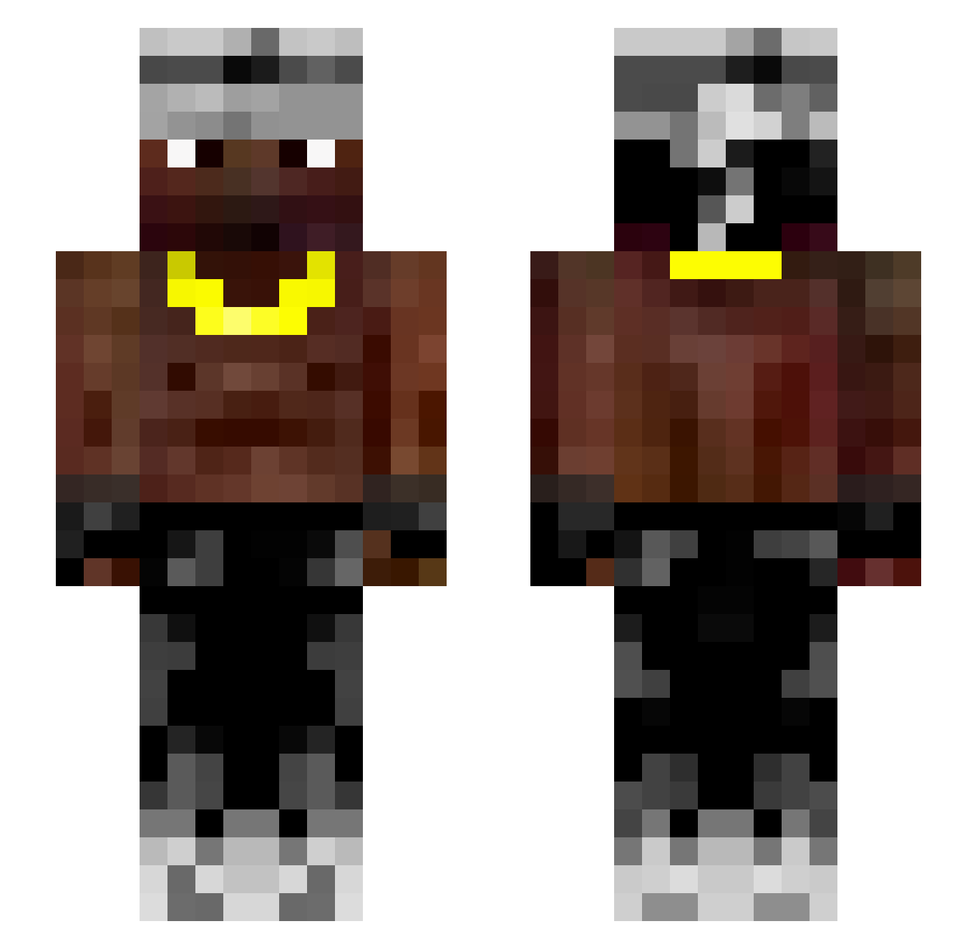 TheMoleButt Minecraft skin, front and back view