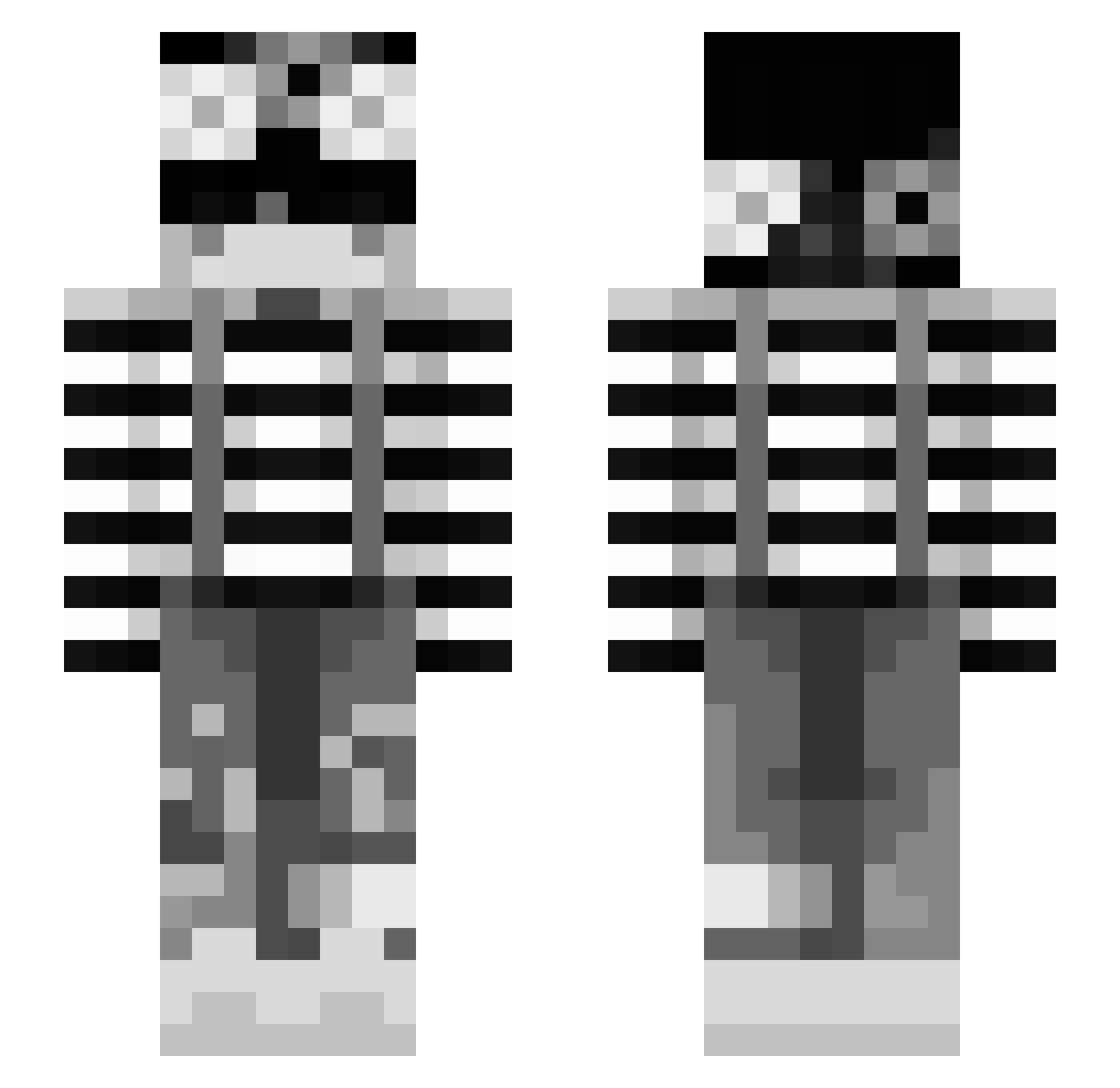 yuvh Minecraft skin, front and back view