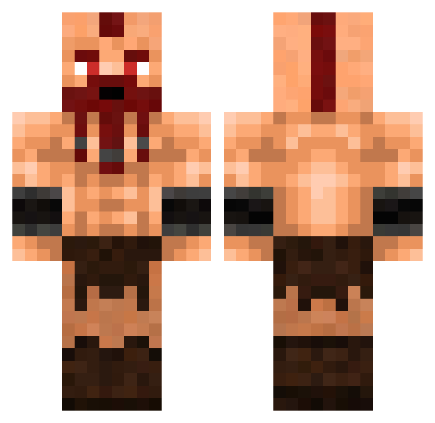 GeoTrouve Minecraft skin, front and back view
