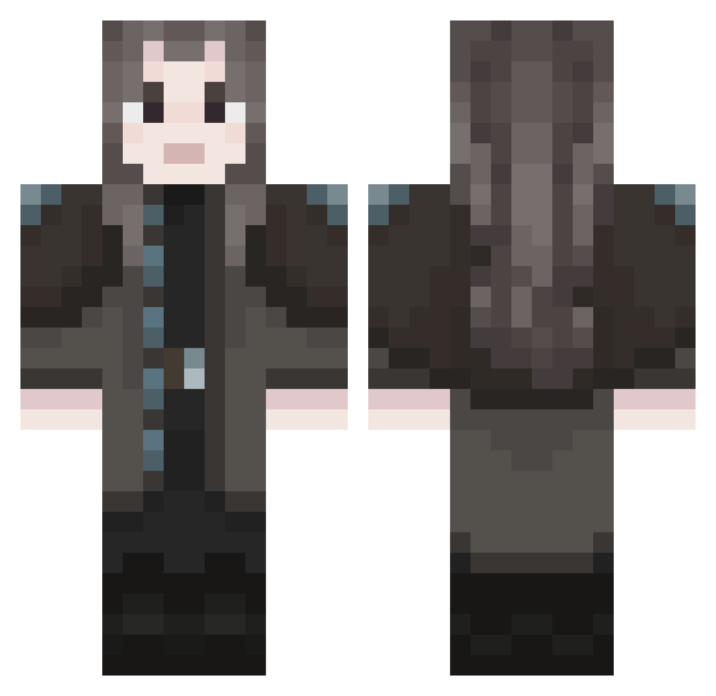 Imitable Minecraft skin, front and back view