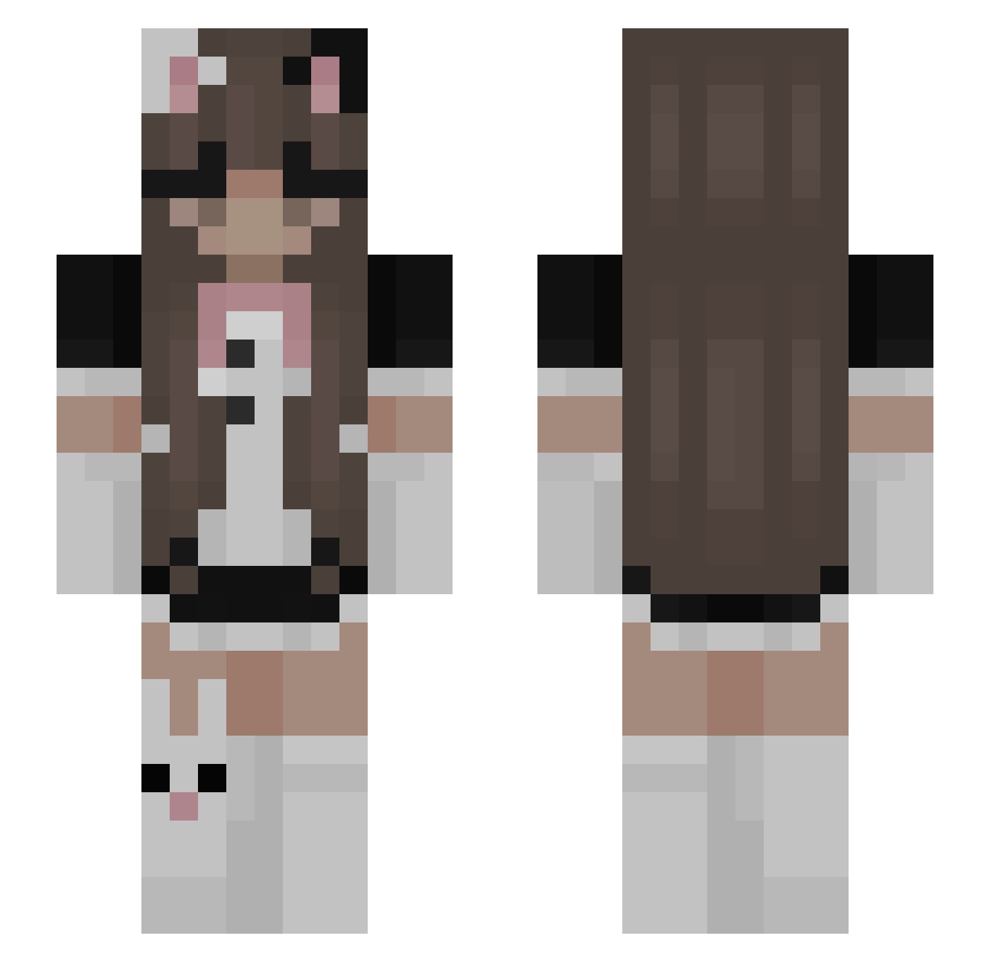 LusiaaWolf Minecraft skin, front and back view