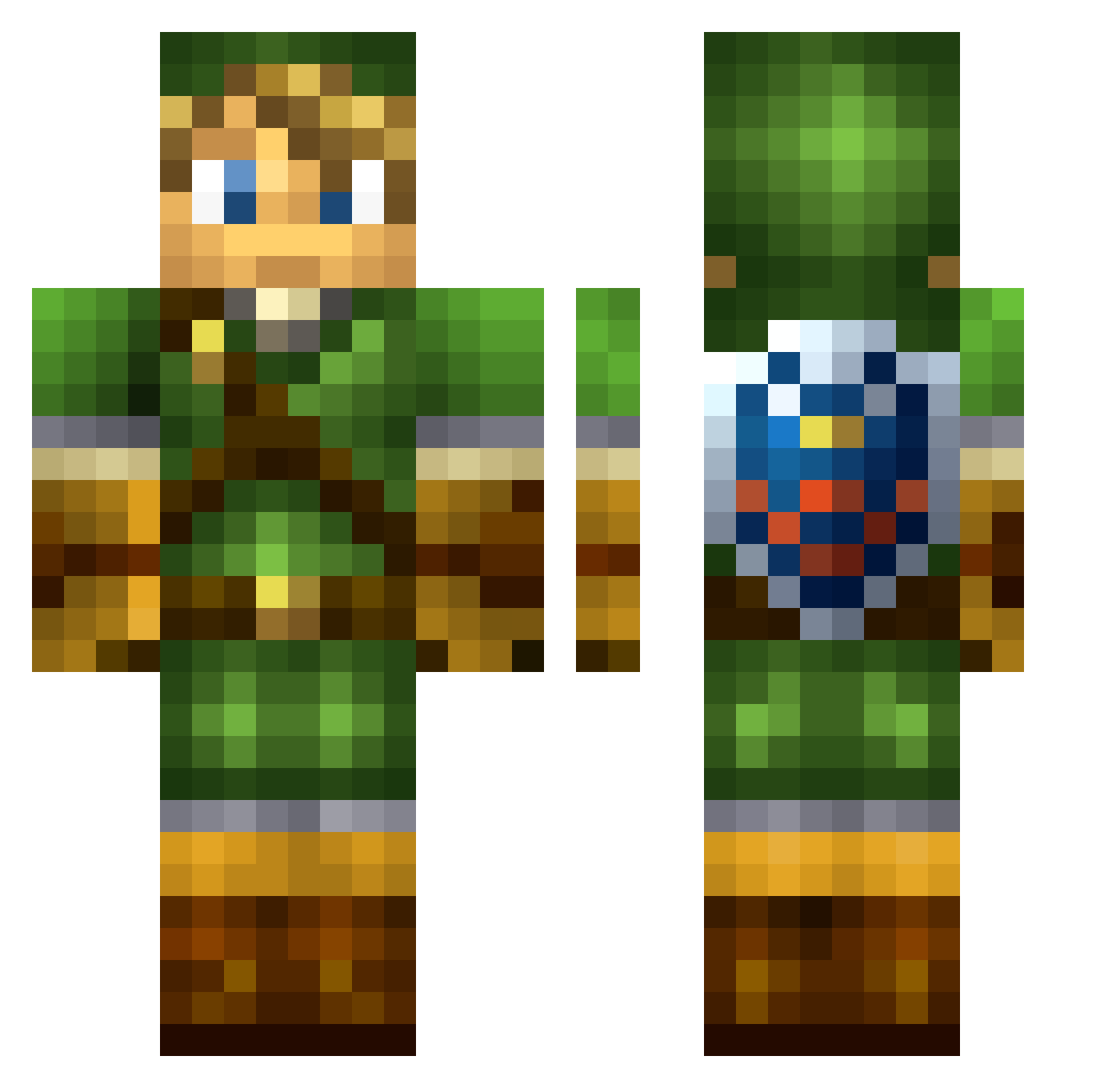 Dnomro Minecraft skin, front and back view