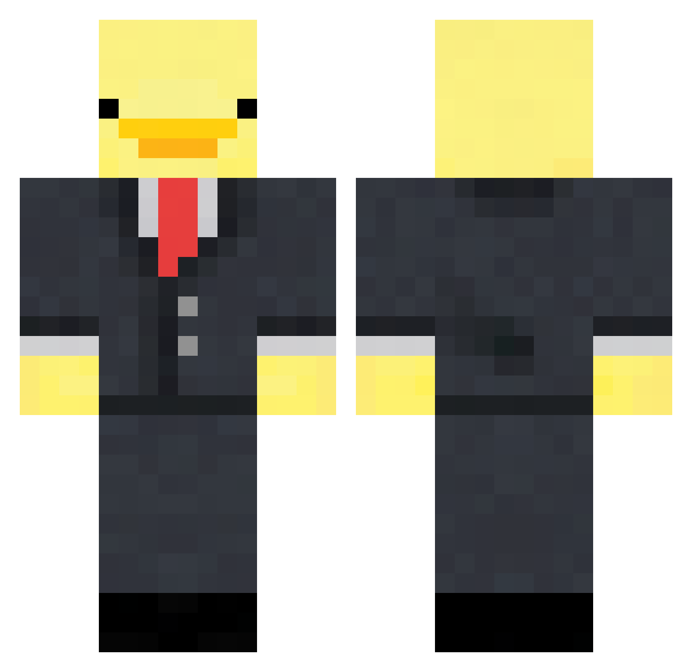 QuietLaim Minecraft skin, front and back view