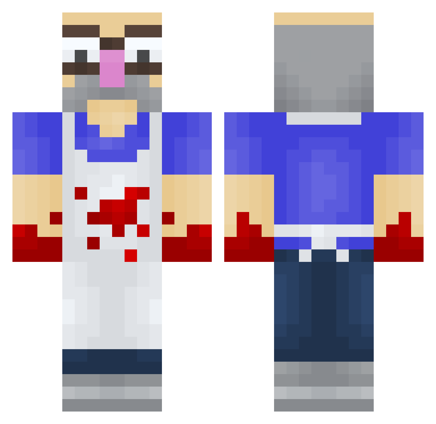Butchery Minecraft skin, front and back view