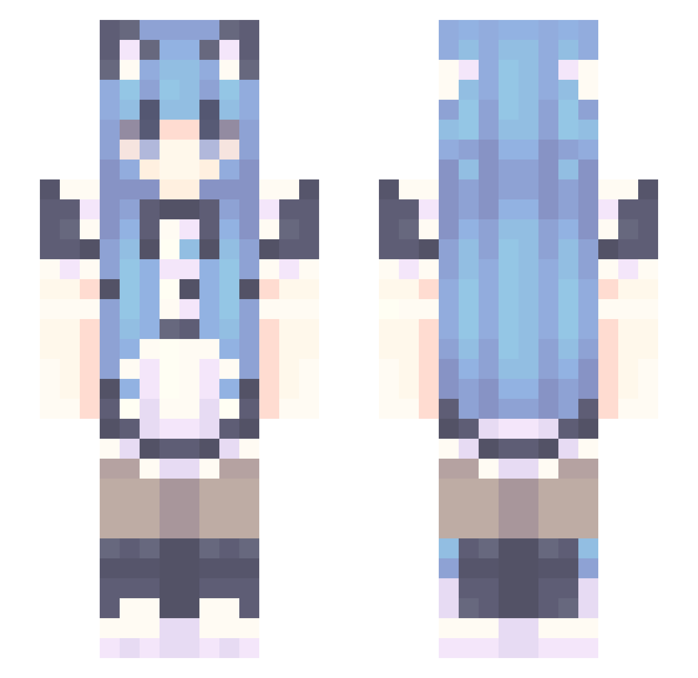 QuakedDuckyy Minecraft skin, front and back view