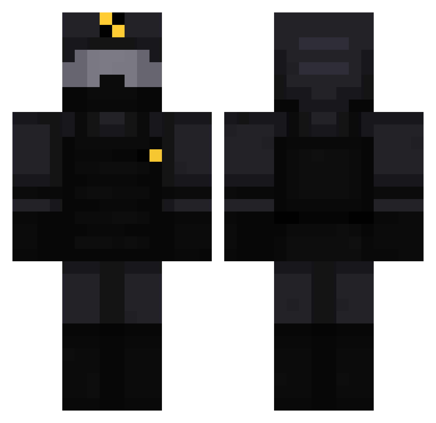 PanWeser Minecraft skin, front and back view