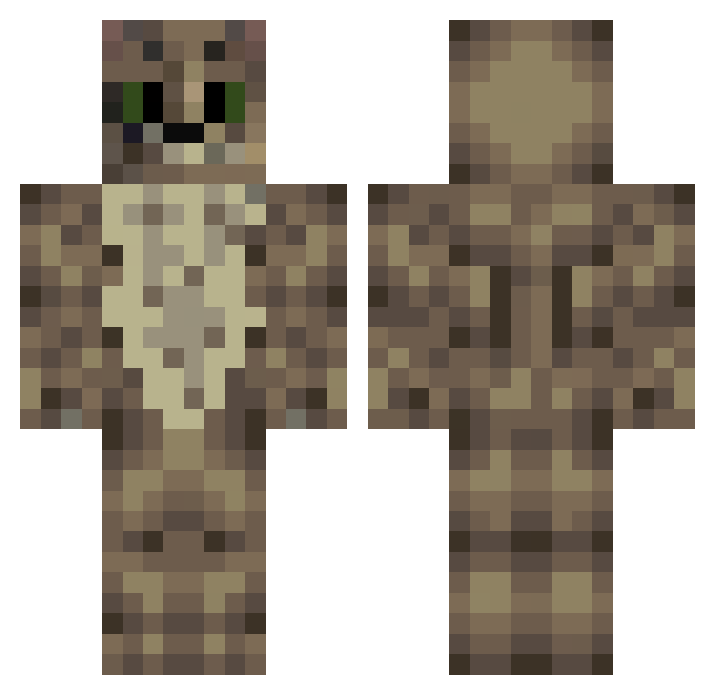 NotSpideyFX Minecraft skin, front and back view
