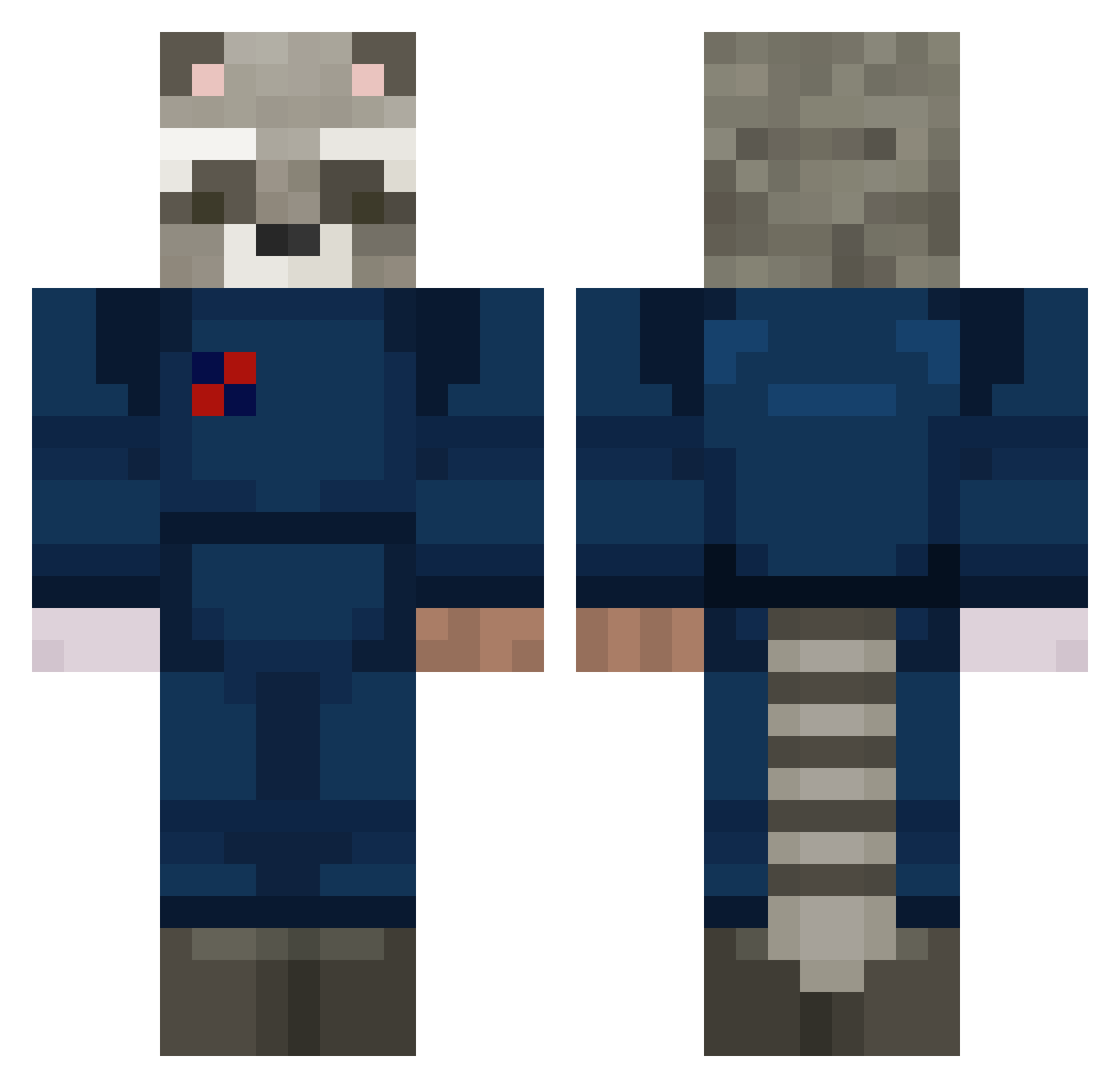 Claebe Minecraft skin, front and back view