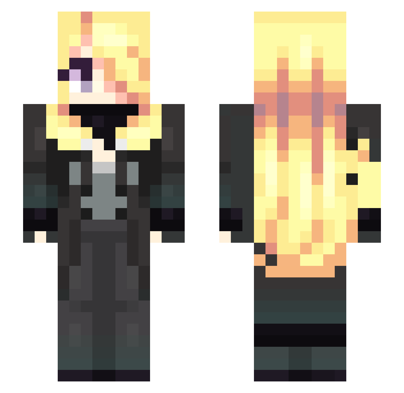 ShySeven Minecraft skin, front and back view