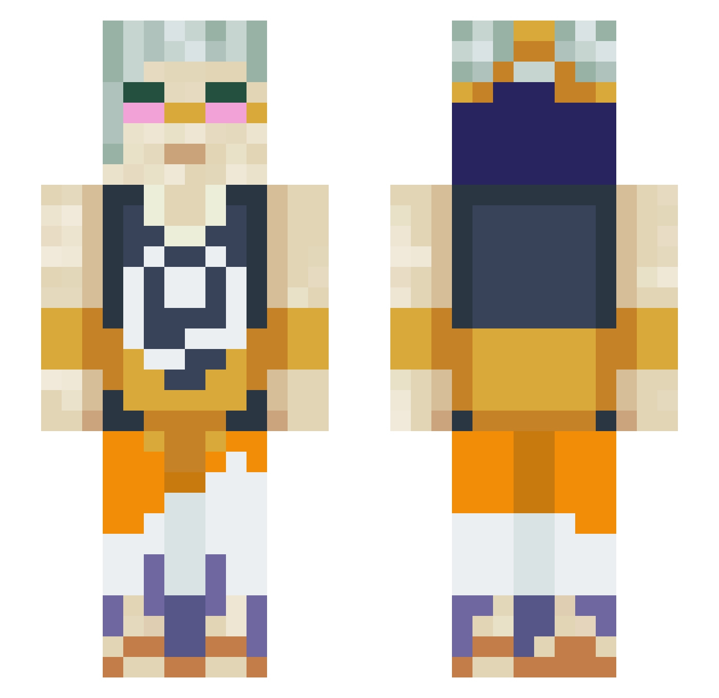 Sanse2 Minecraft skin, front and back view
