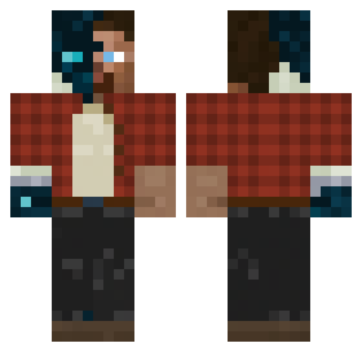 Kayde25 Minecraft skin, front and back view
