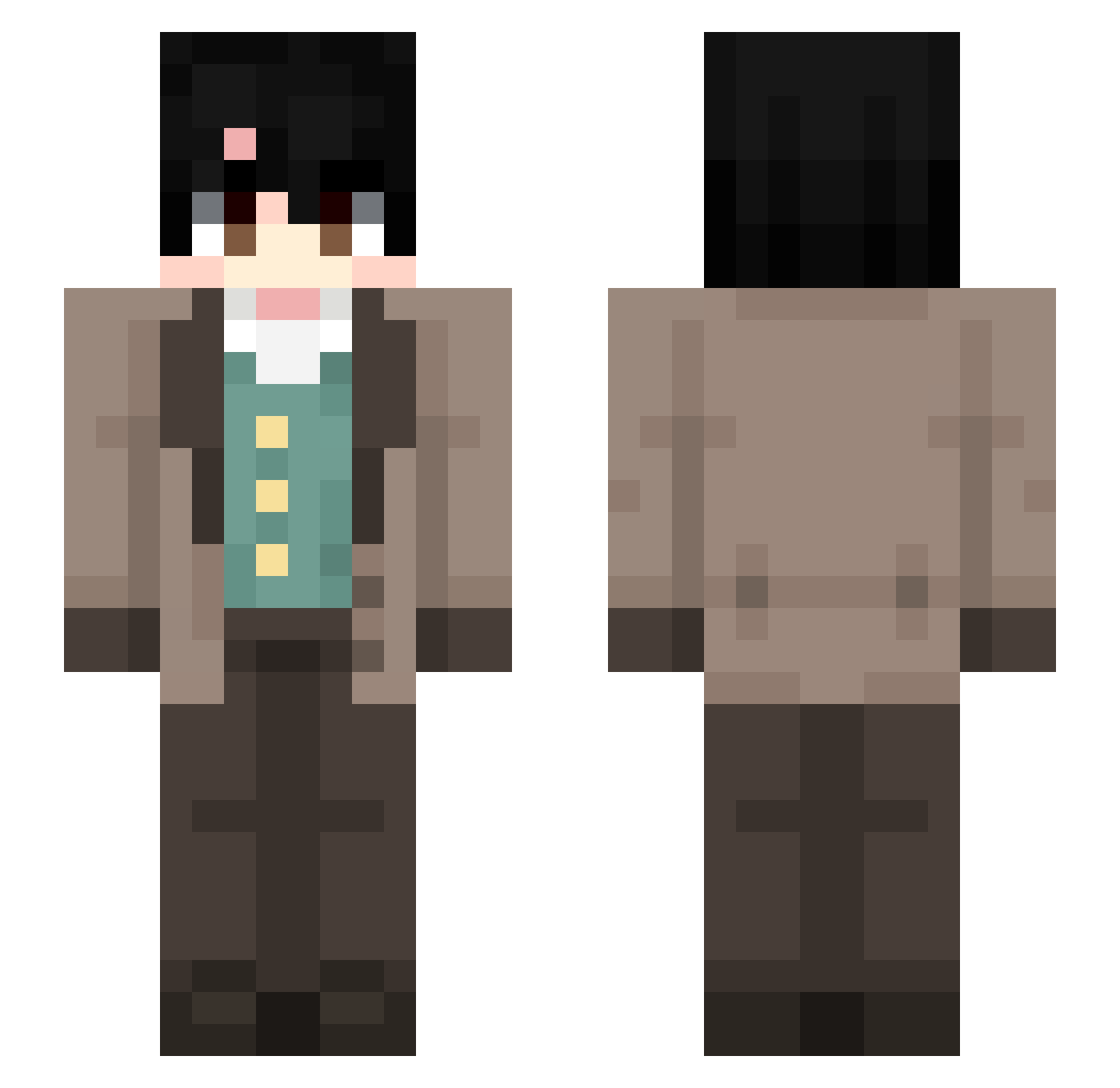 MAXFNT Minecraft skin, front and back view