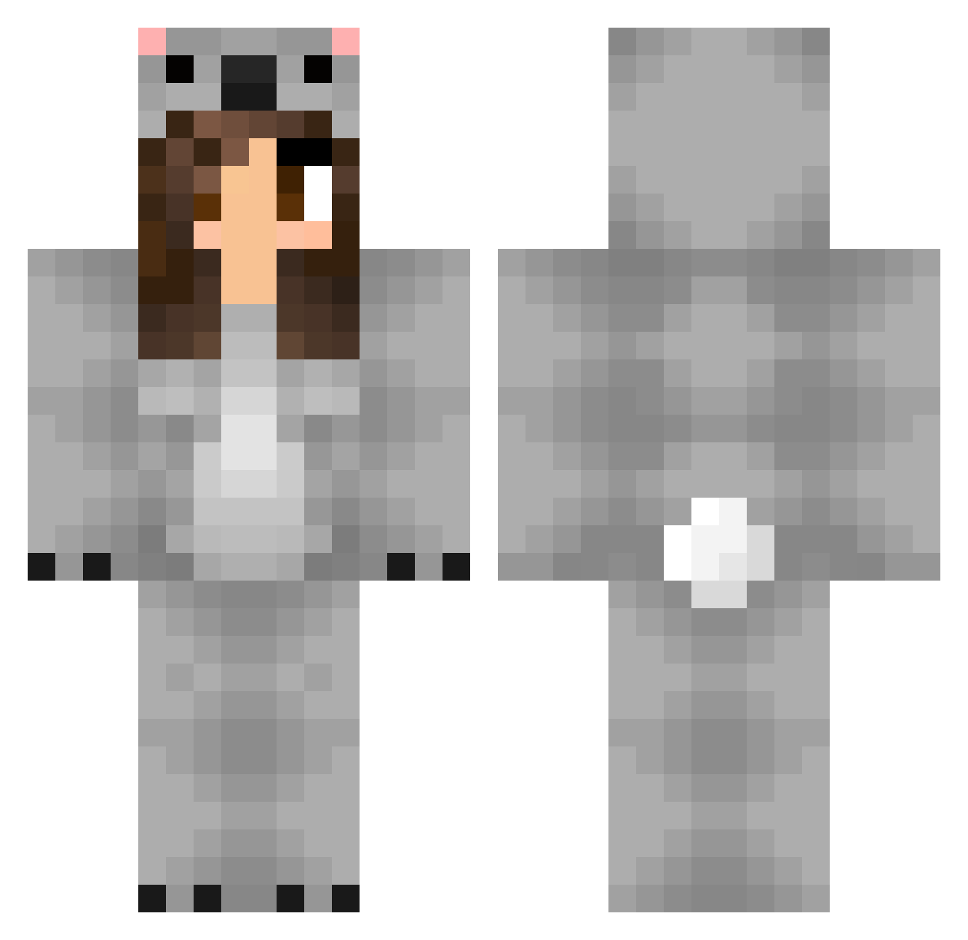 PapooshX Minecraft skin, front and back view