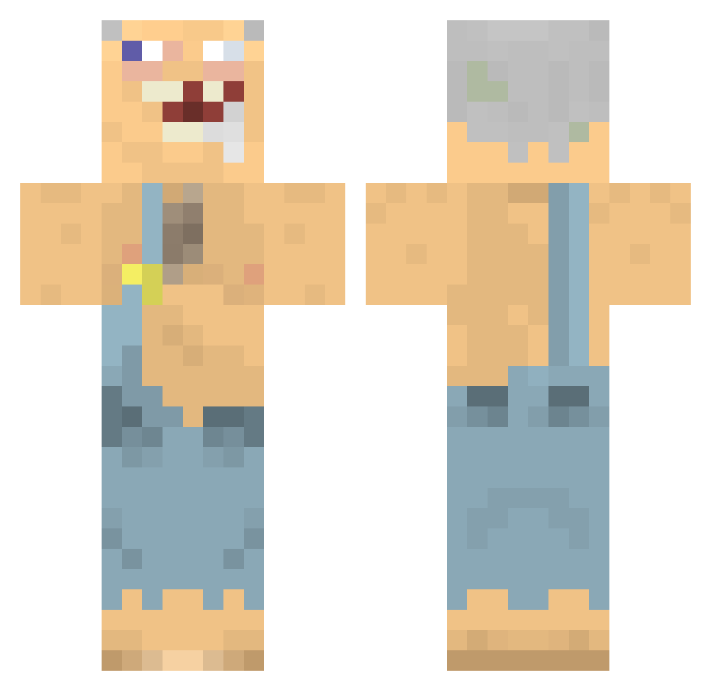 Buszydar Minecraft skin, front and back view