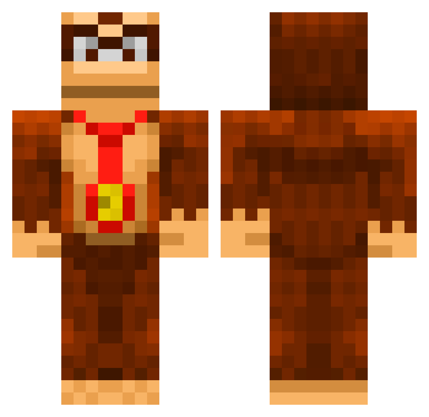 mongooseman Minecraft skin, front and back view