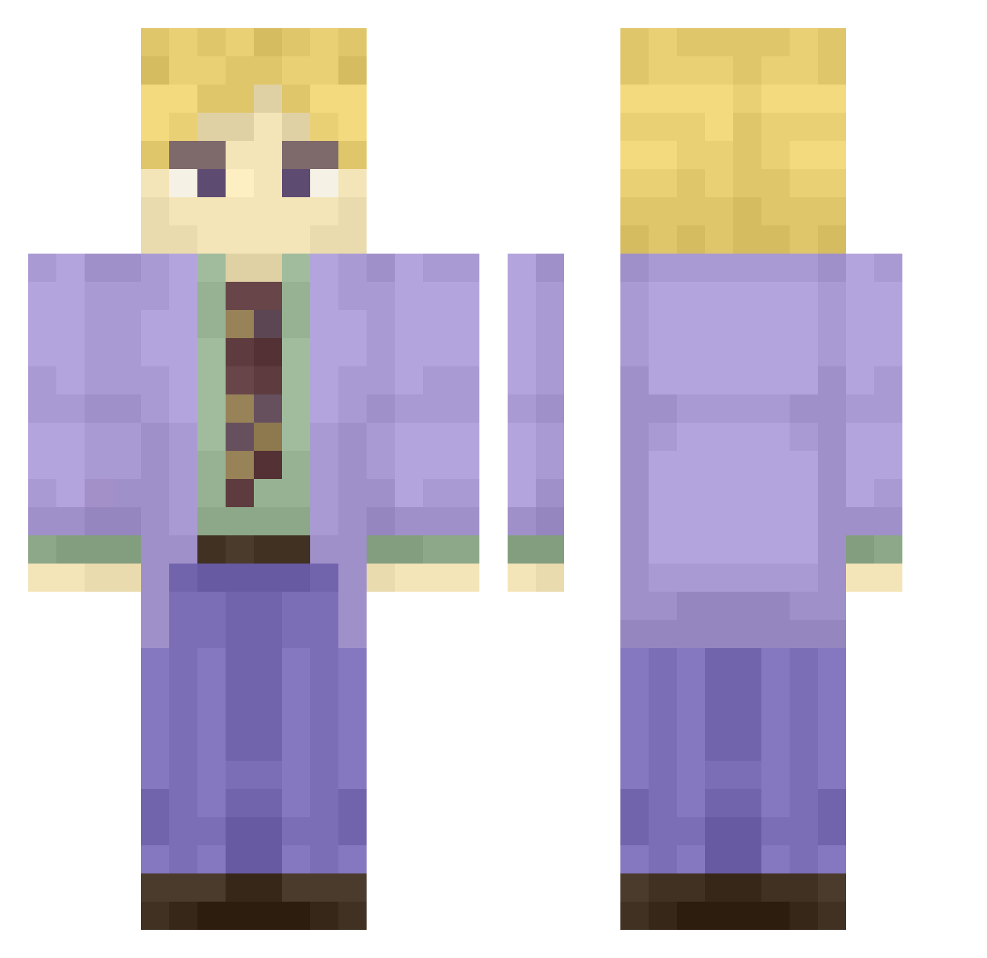 Raine_e Minecraft skin, front and back view