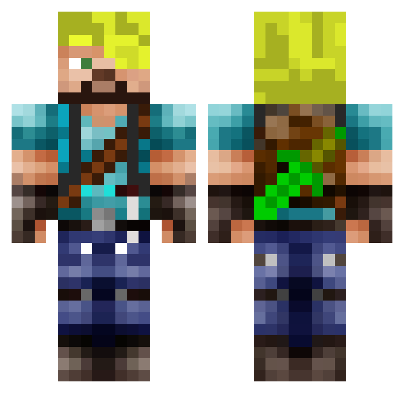 Joyfulness Minecraft skin, front and back view