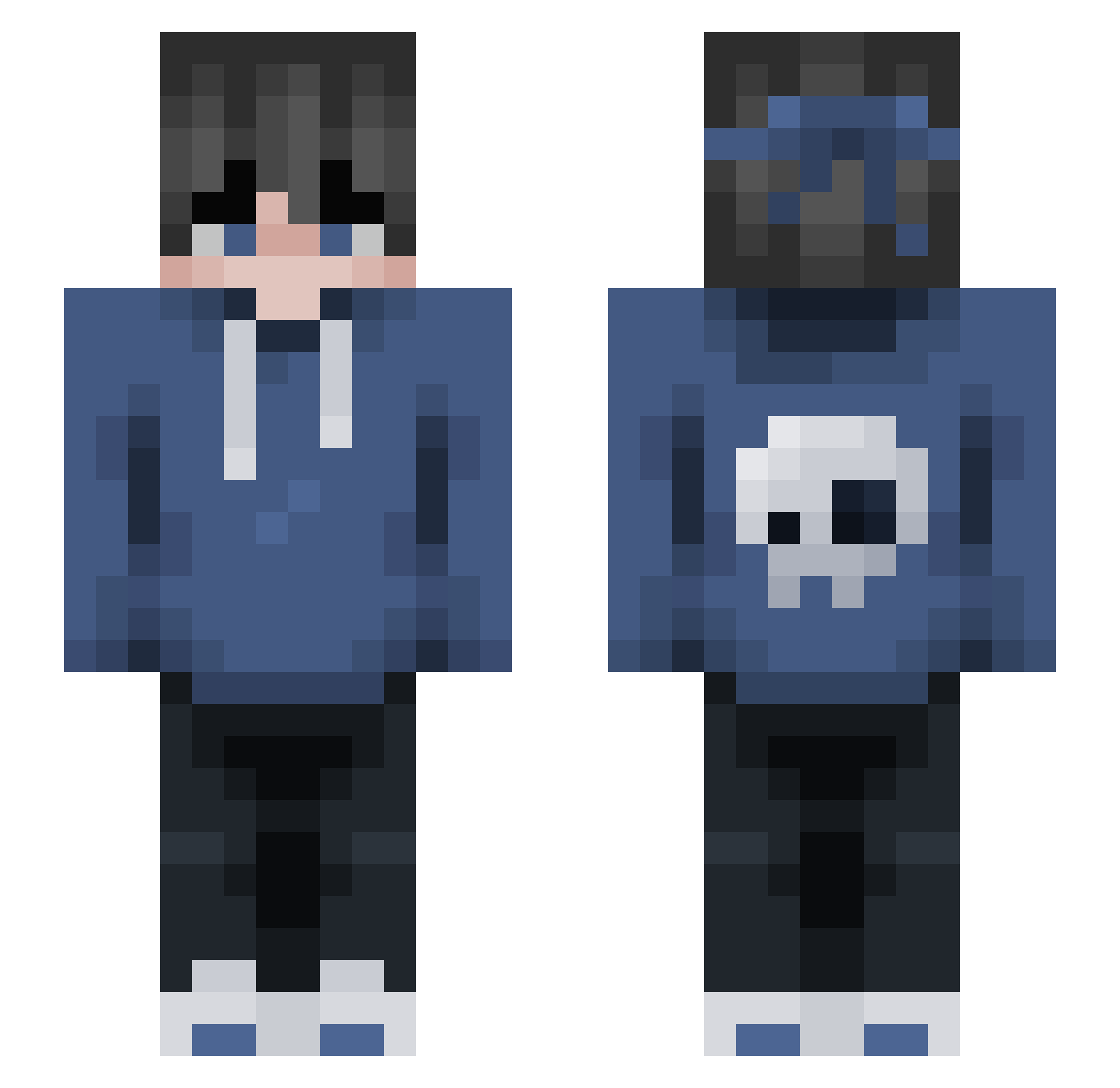 CaI1um Minecraft skin, front and back view