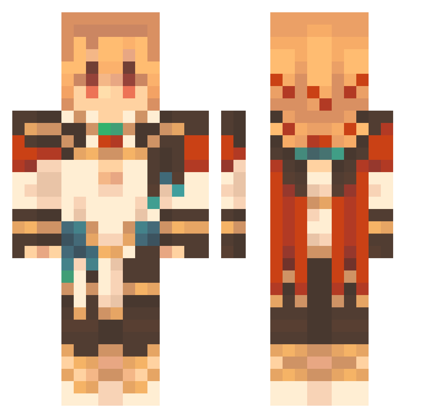 Oranginus Minecraft skin, front and back view
