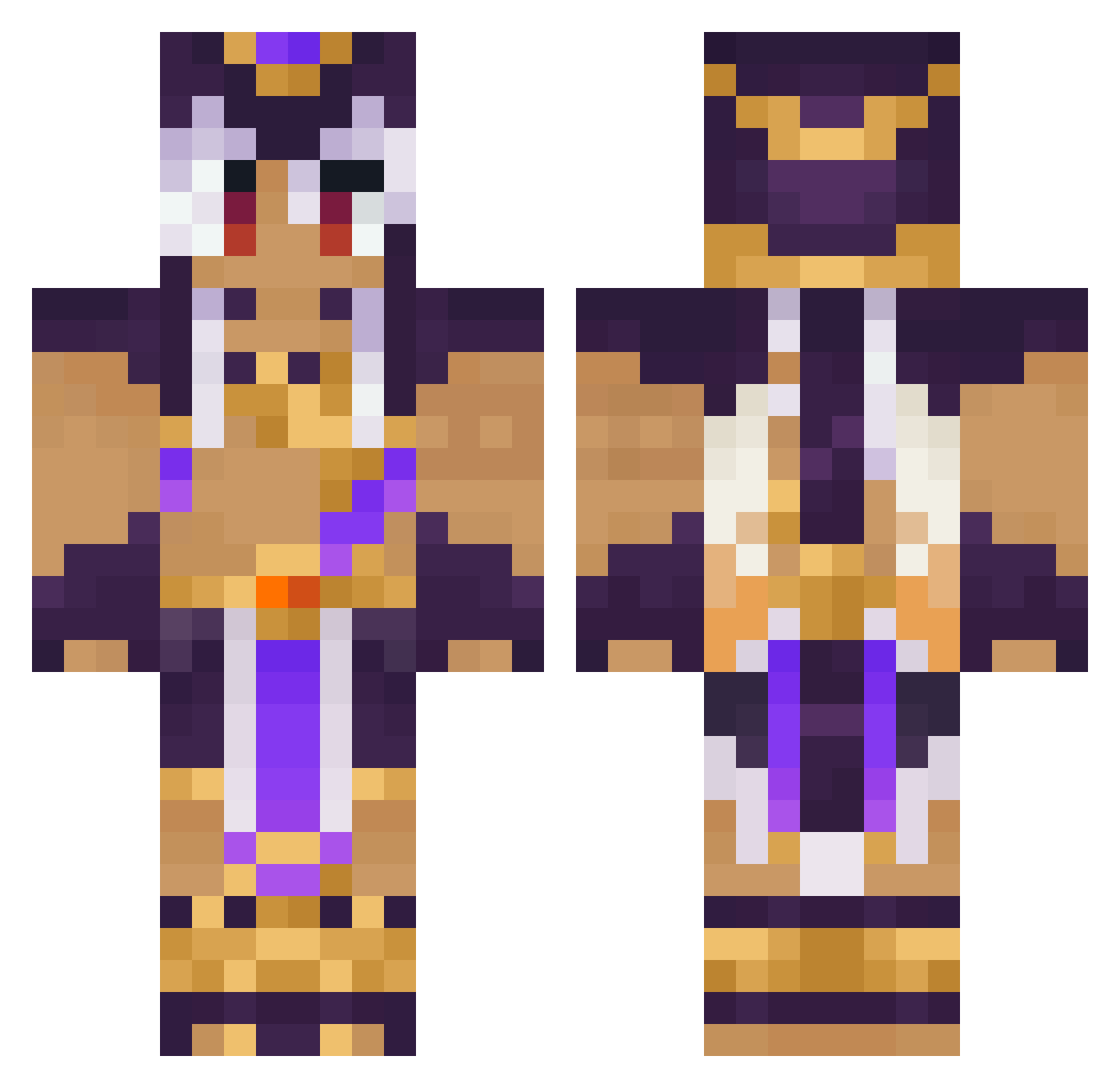 Syntheticdogg Minecraft skin, front and back view
