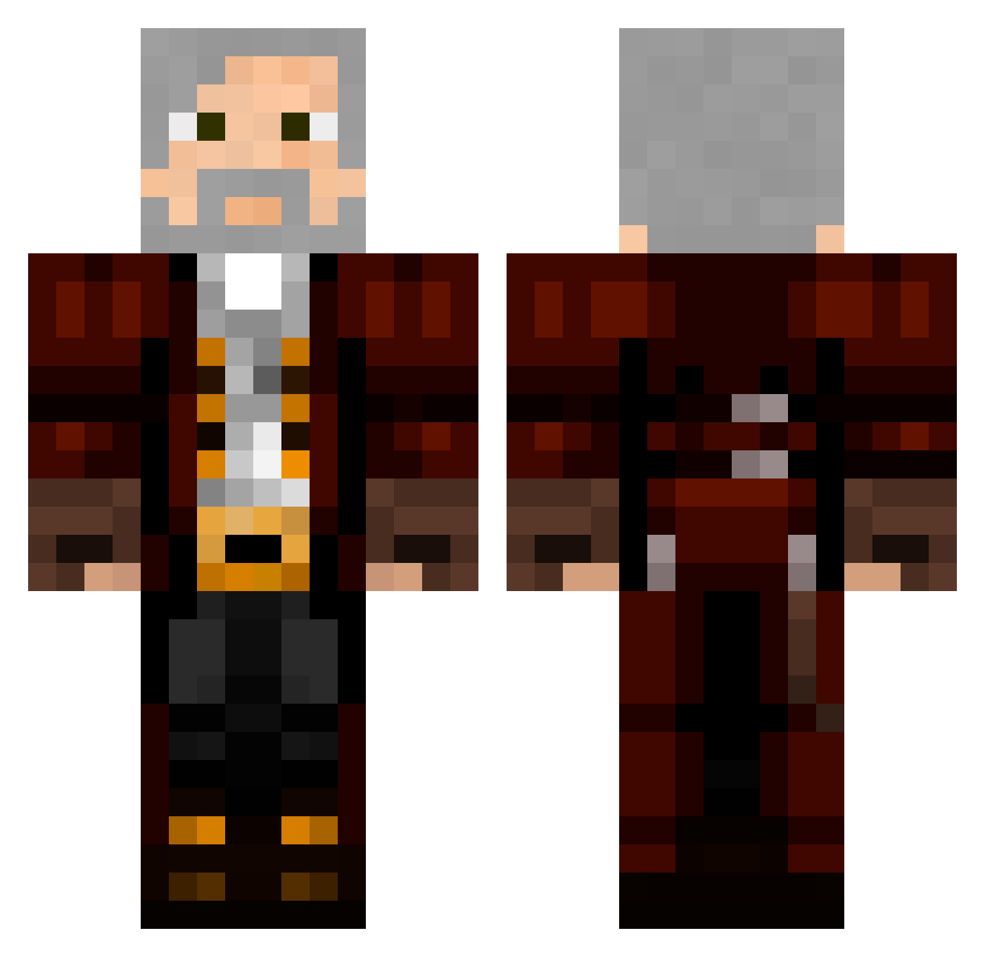 ZantPlay Minecraft skin, front and back view